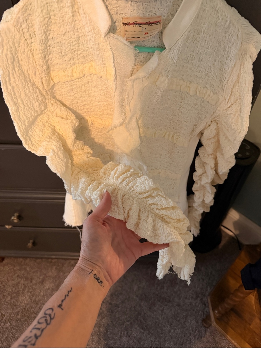 We The Free Cream Ruffle-Trim Textured Jacket - Picture 5 of 5